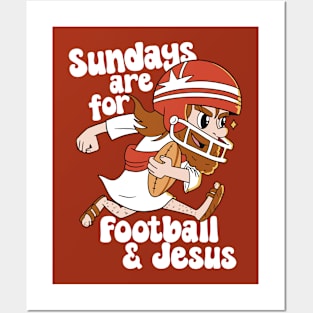 Sundays Are For Football & Jesus // Funny Church Sunday Football Jesus Posters and Art